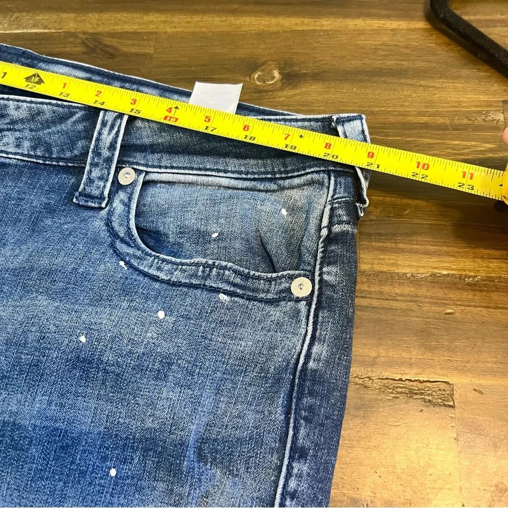 True Religion Curvy Plus Size Jeans Stretchy Splatter Dark Blue 42 3XL 22 - Picture 9 of 13